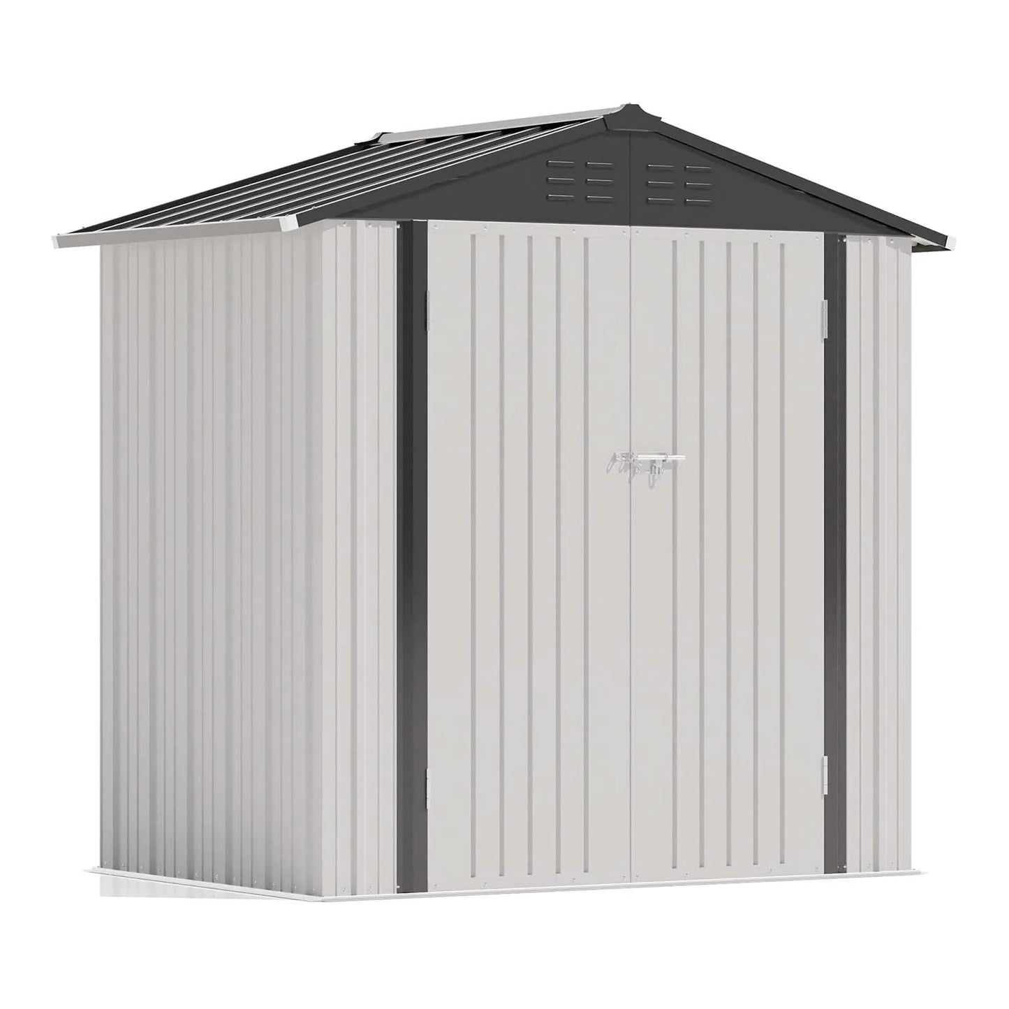 Victone 6' x 4' Metal Outdoor Storage Shed with Lock White
