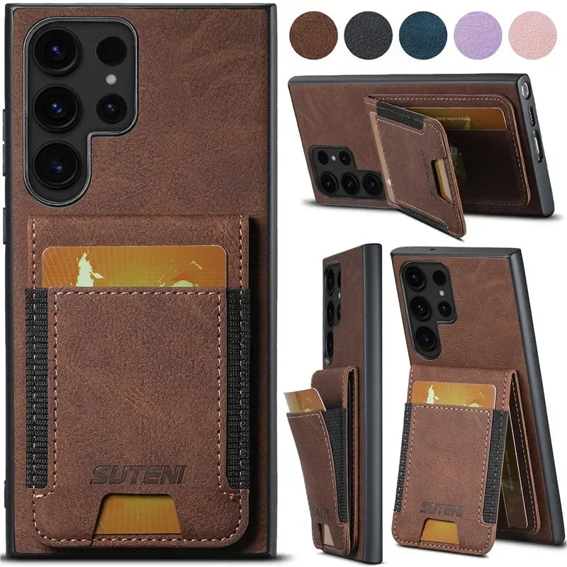 Luxury Shockproof Leather Wallet Flip Phone Case For Samsung S24 S23 S22Ultra Plus Magnetic Cover For Galaxy Note20 Ultra