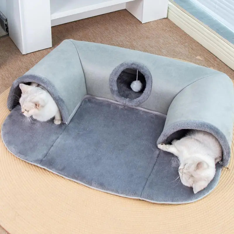 Cat Tunnel For Indoor Cats Removable Cat Beds Washable U Shape Cat Cave
