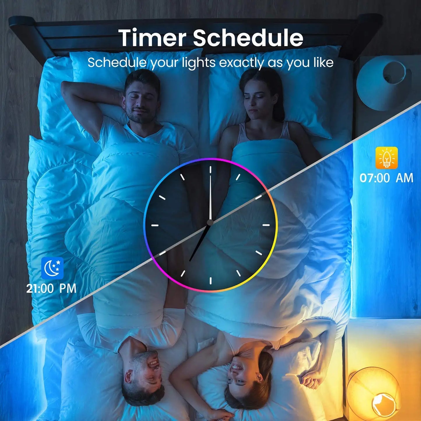 Smart WiFi Led Lights 100ft, Tuya App Controlled Work with Alexa and Google Assistant, Timer Schedule Color Changing forBedroom