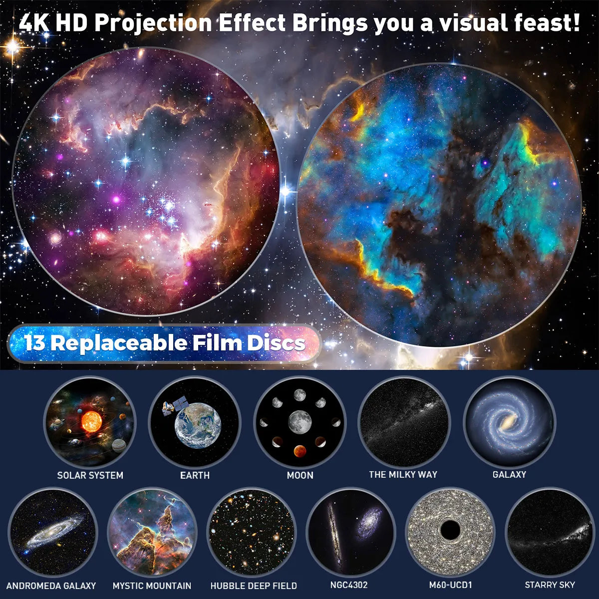 Mexllex HD Starry Sky Globe Galaxy Projection Night Light