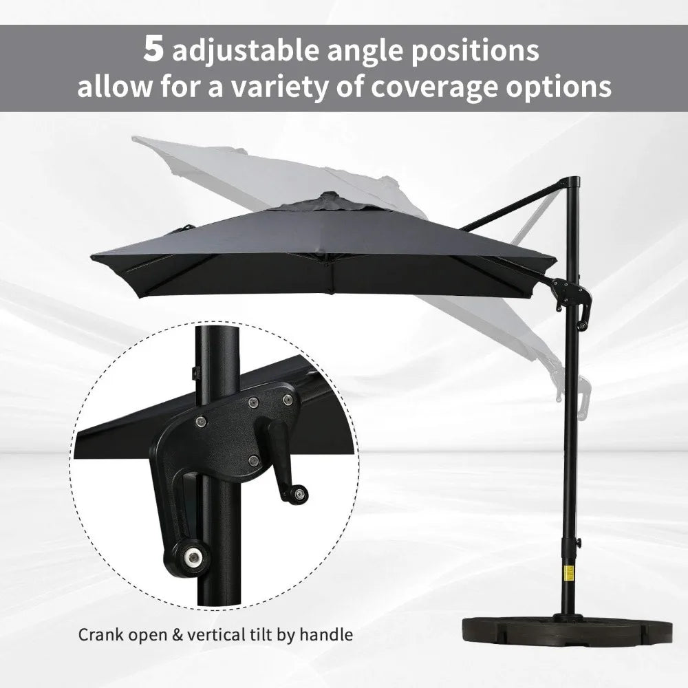 8FT Cantilever Patio Umbrella with 360 Degree Rotation