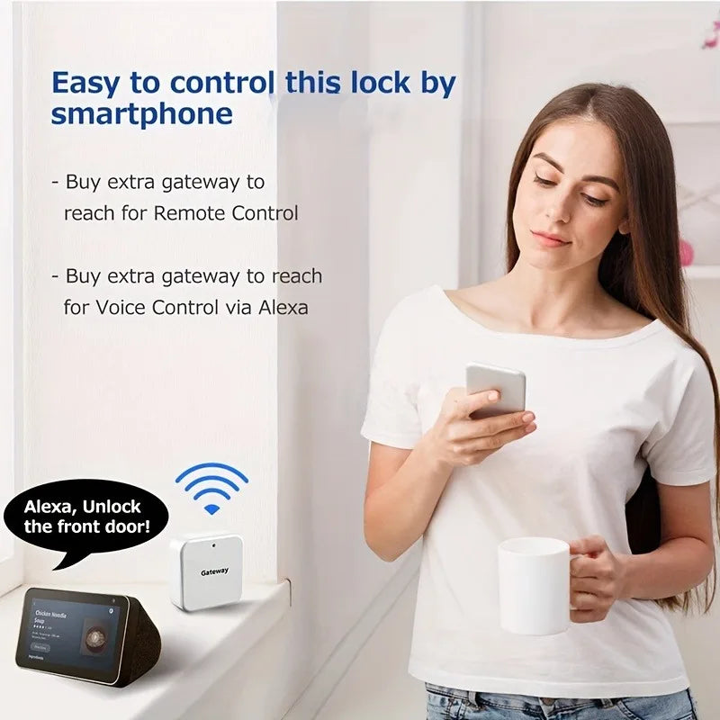 CIEPOJIT Smart Fingerprint Deadbolt Smart Door lock Electric Lock with Latch Auto Lock Key/Password/ TTLOCK APP