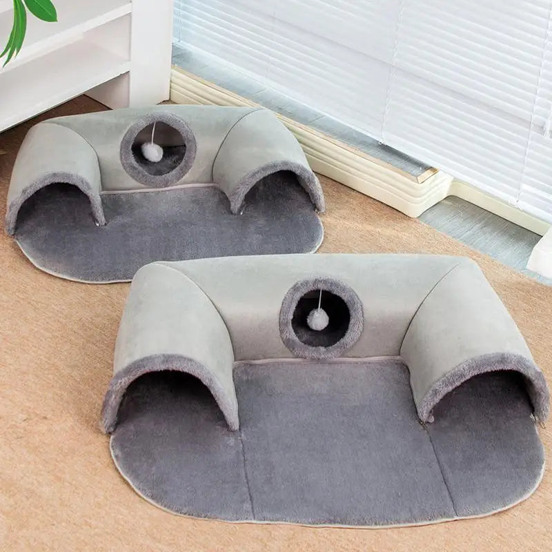 Cat Tunnel For Indoor Cats Removable Cat Beds Washable U Shape Cat Cave