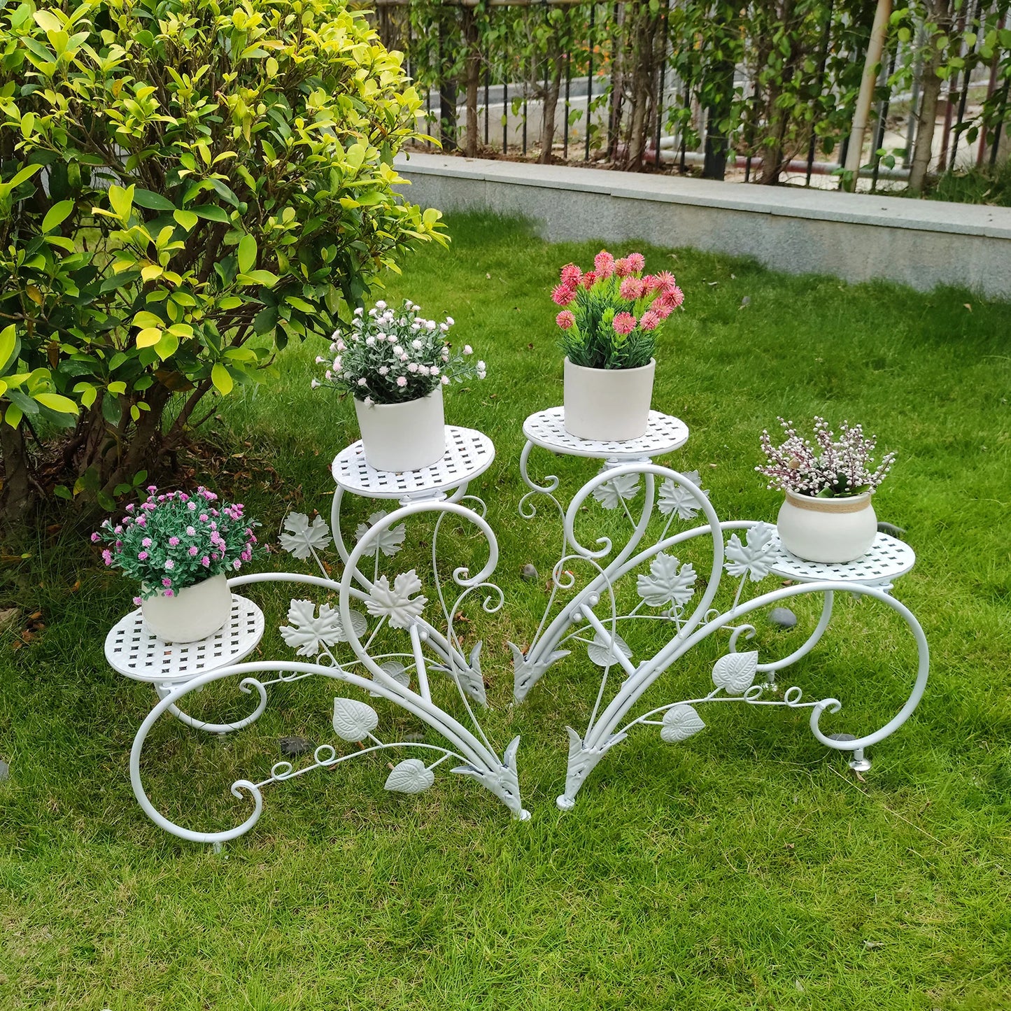 1 Pair of Tall Metal Plant Stands Elegant Iron Flower Pot Holder