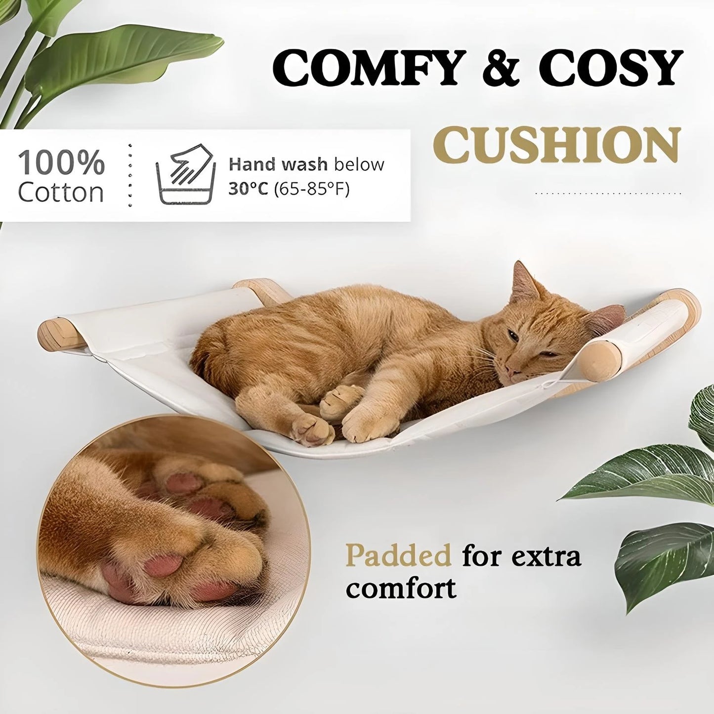 Cat Hammock Wall Mounted Cat Shelf With Two Steps For Cats