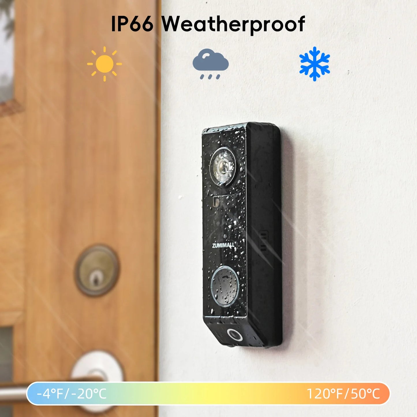 ZUMIMALL Dual Lens video Battery /wired power Doorbell Wireless with Chime, 2 Way Audio, Voice Changer