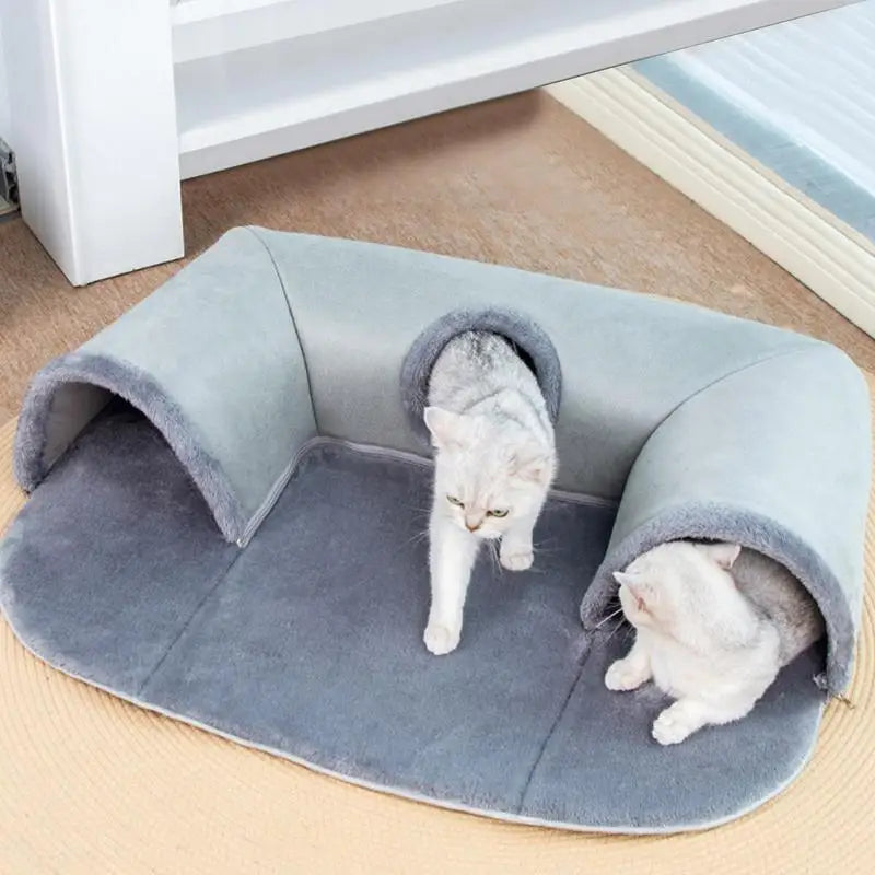 Cat Tunnel For Indoor Cats Removable Cat Beds Washable U Shape Cat Cave