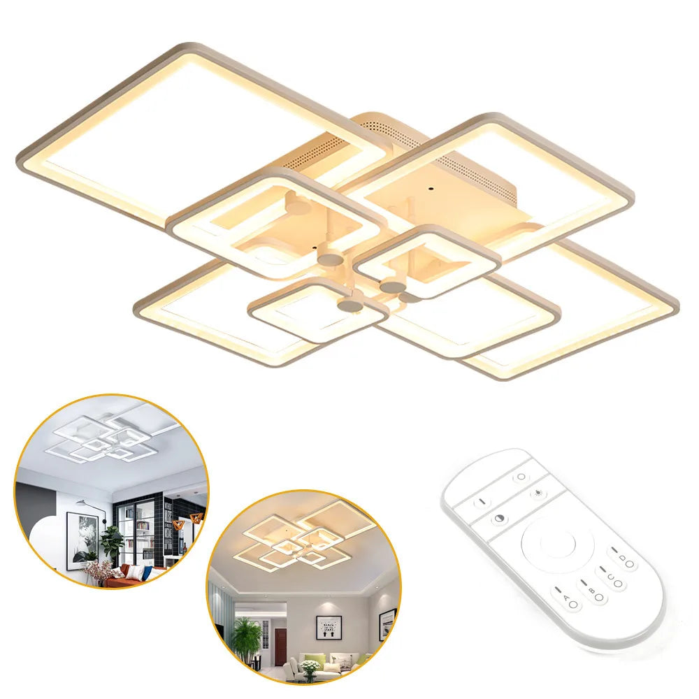Bymaocar 8 Heads Modern Ceiling Light Led Acrylic Lamp Stepless Dimming Bedroom Living Room Chandelier Indoor Lighting+remote