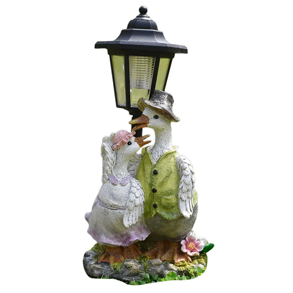 Solar Hexagonal Garden Lamp Resin Cute Figurine Light Animal/Child/Gnome Hexagonal Decorative Lamp Courtyard Decoration