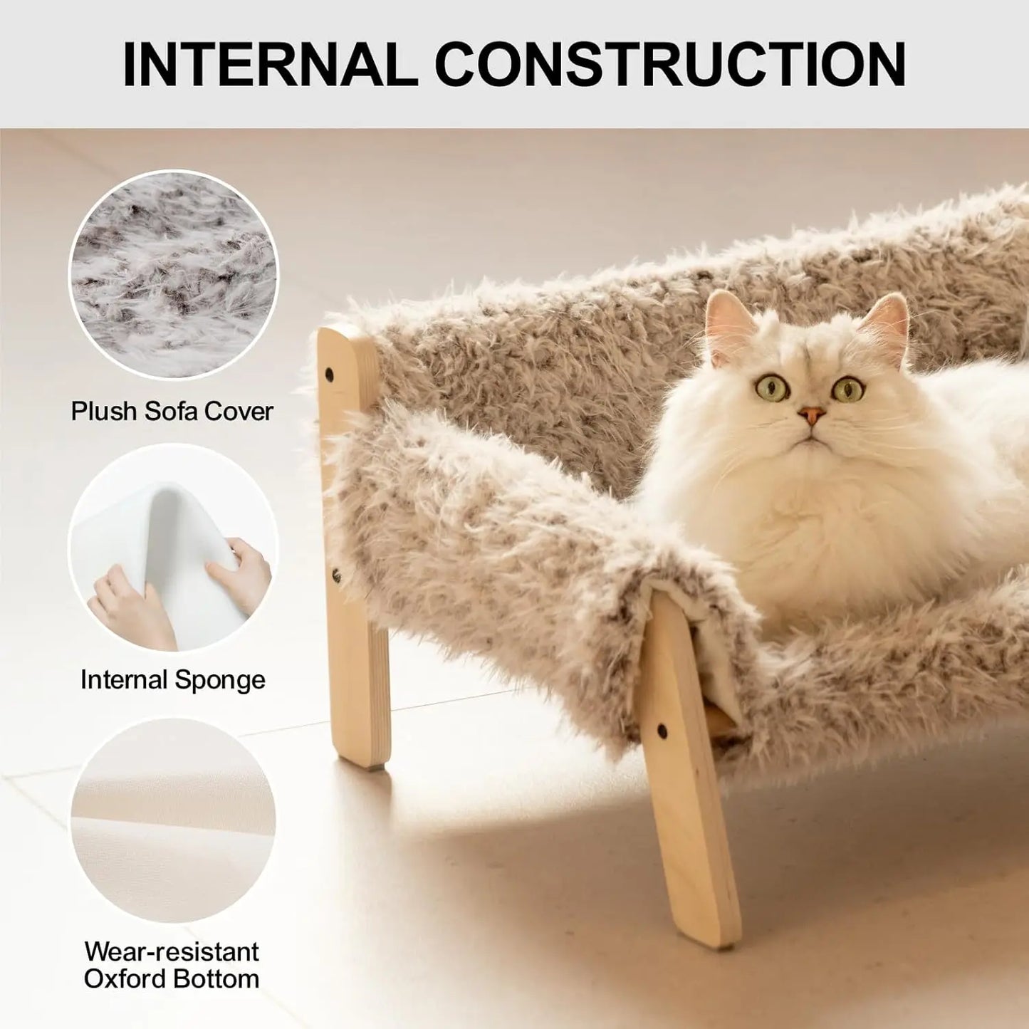Mewoofun Large Cat Bed Brown-Grey Soft Couch 56x45cm