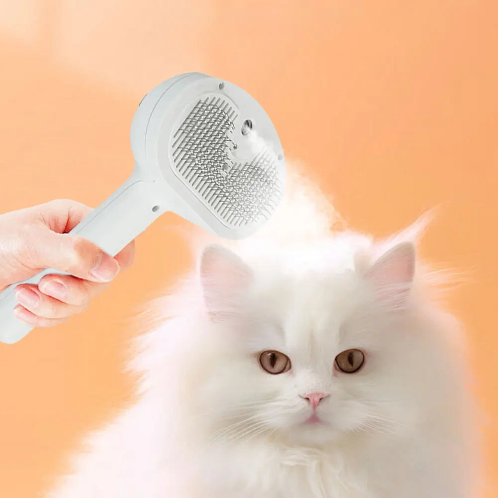 Cat Grooming Brush with Release Button Massage Grooming Brush Rechargeable Spray for Dogs and Cats