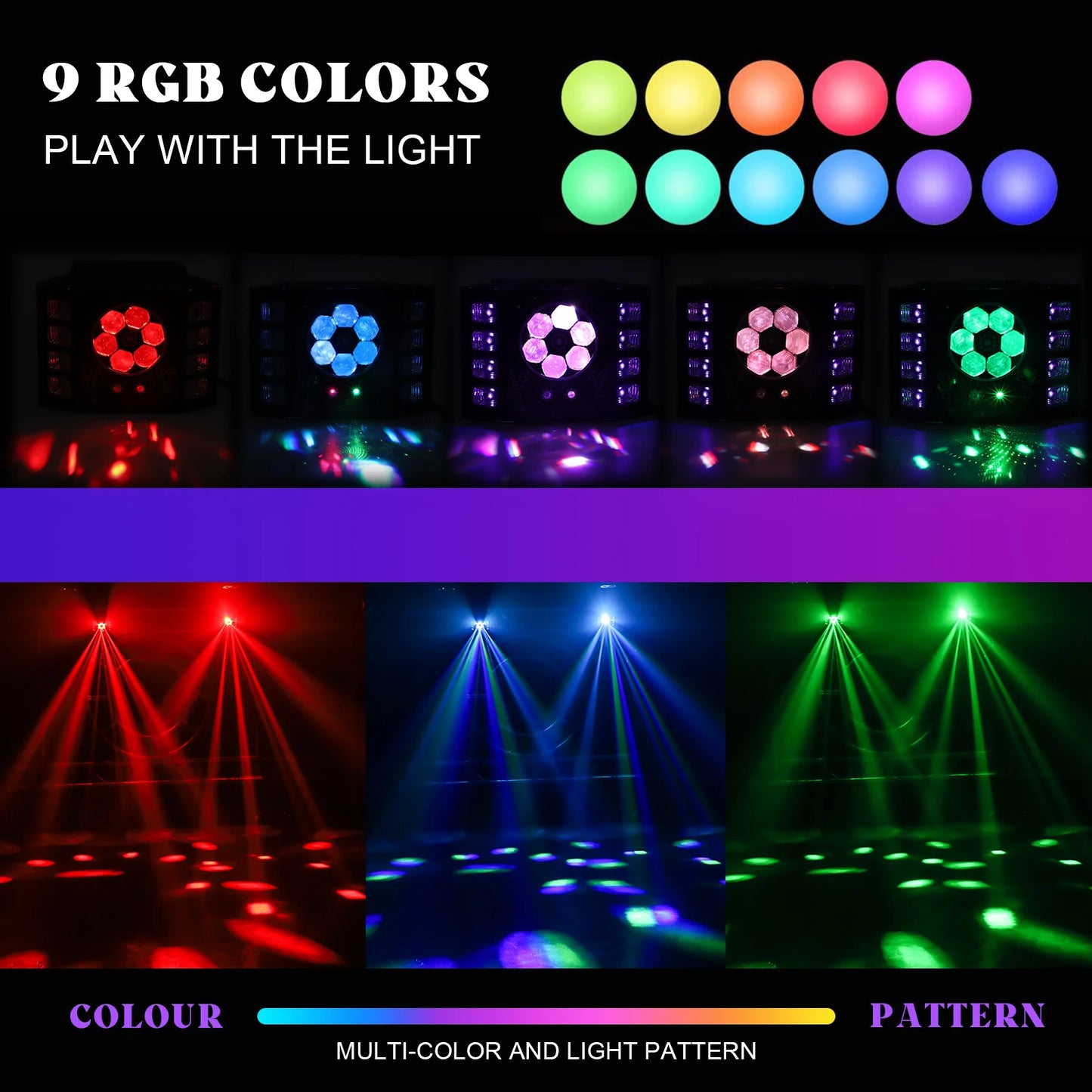 U'King Dj Lights With Remote Control 100W Bee Eye Light UV Strobe Stage Light DMX512 Sound Activated Rave Light For Disco Party