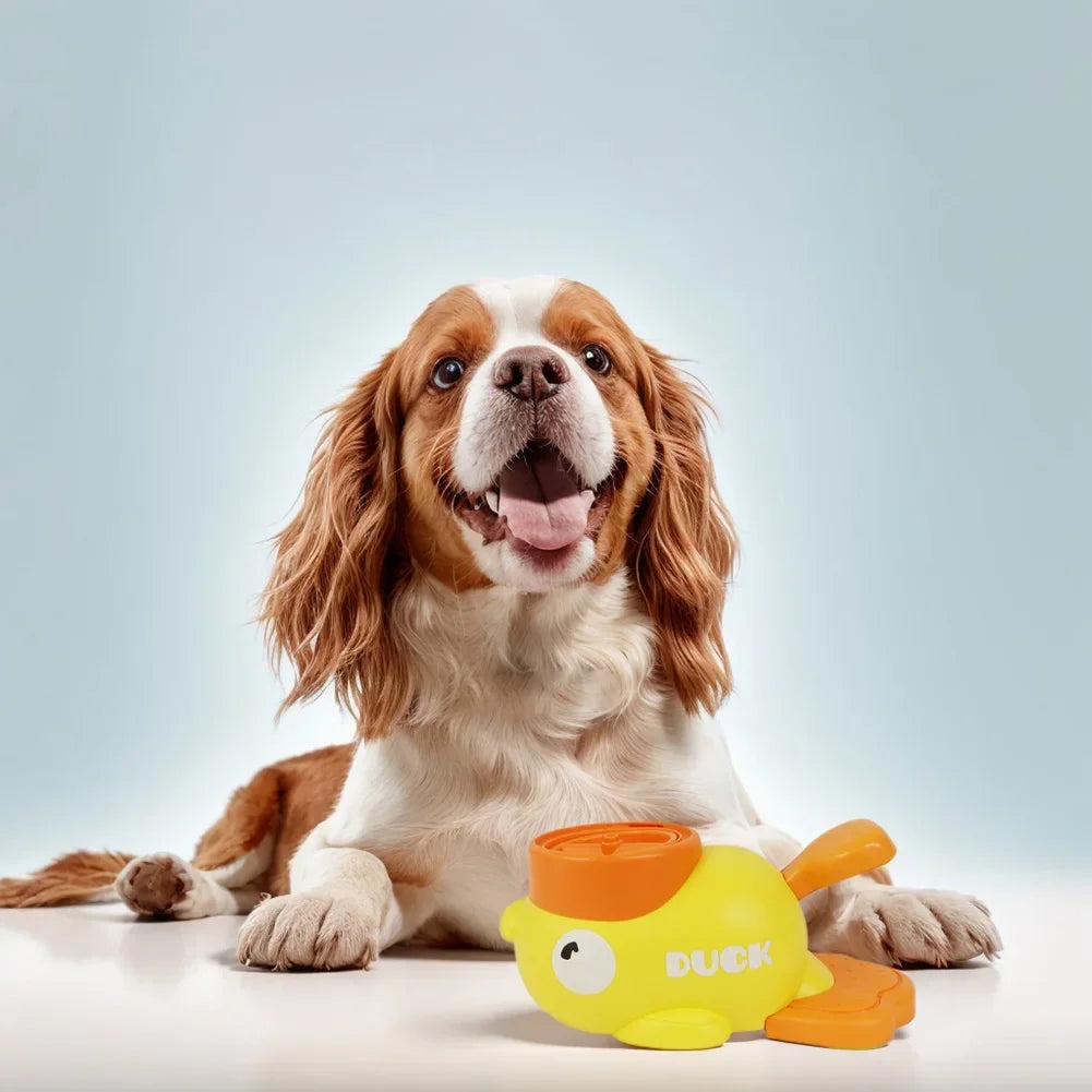 Yellow Duck Pet Automatic Feeder Wear Resist Dog Snack Feeder Non Slip Puzzle Feeder Toy for Dog Cat Intelligent Training Toy