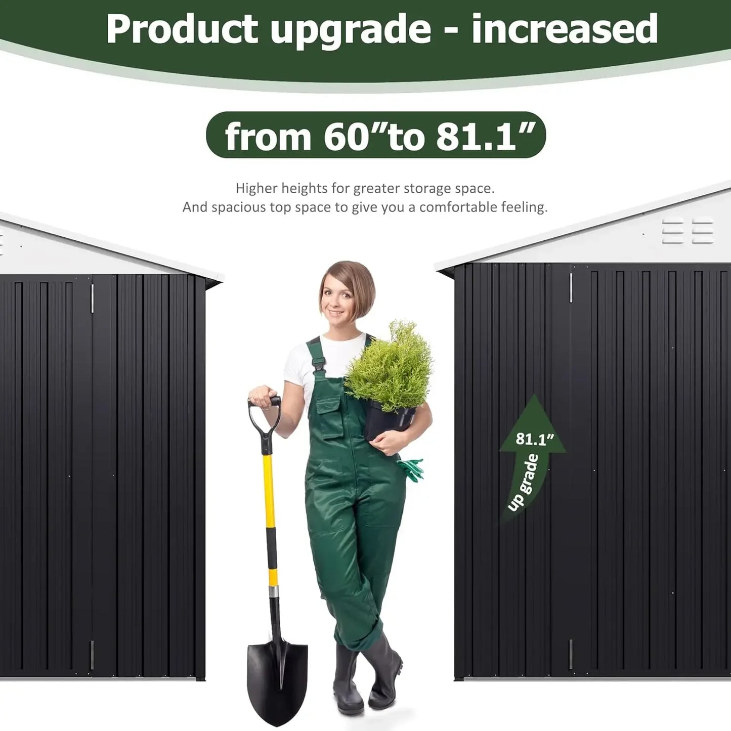 12x10 FT Outdoor Storage Shed, Garden Shed with Updated Frame Structure and Lockable Doors, White