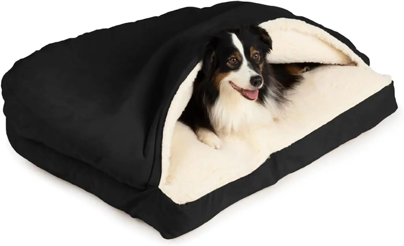 Cozy Cave Rectangle Dog Bed - Calming Burrow Bed for Dogs