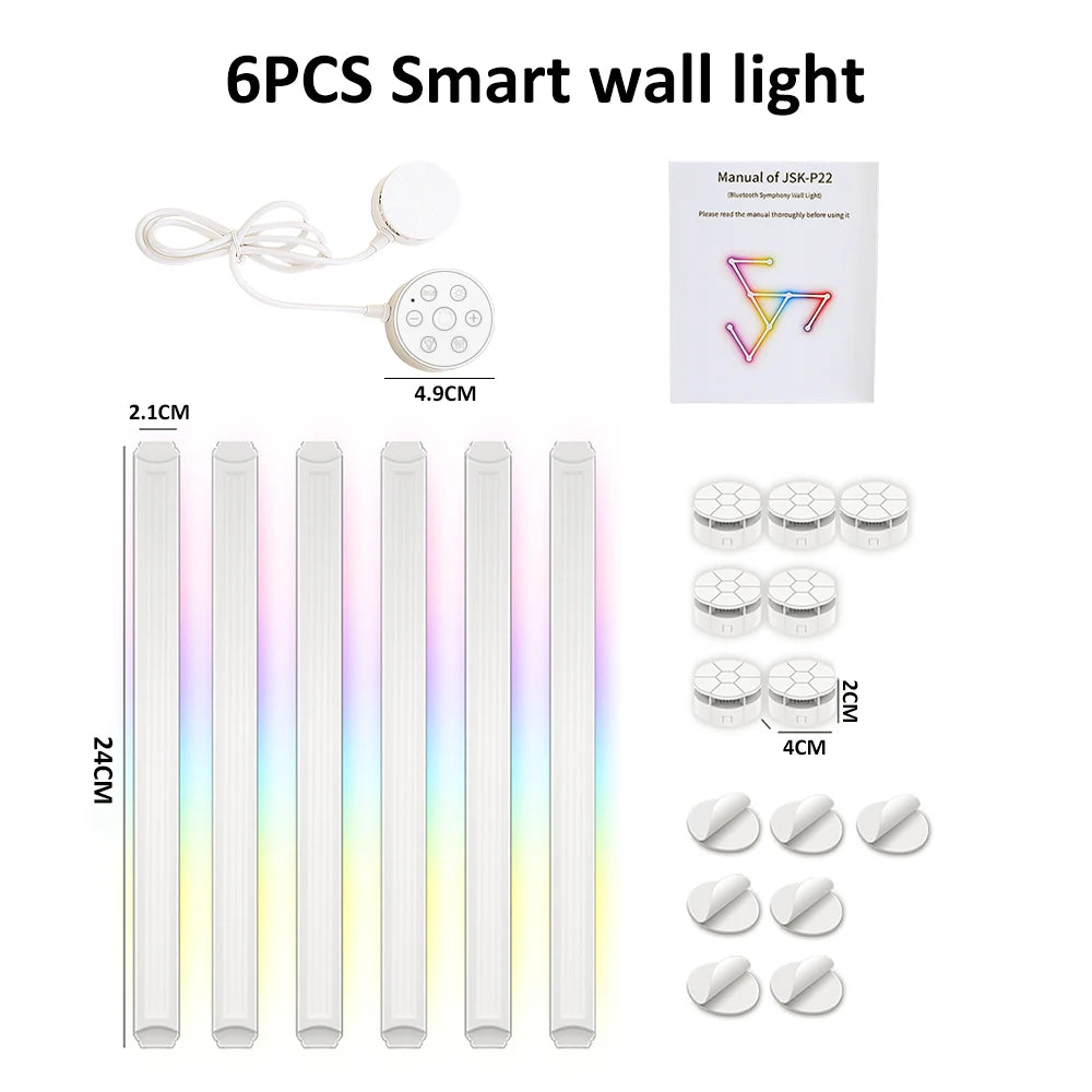 Mexllex 6/9PCS RGB Smart LED Wall Light Bars for Home