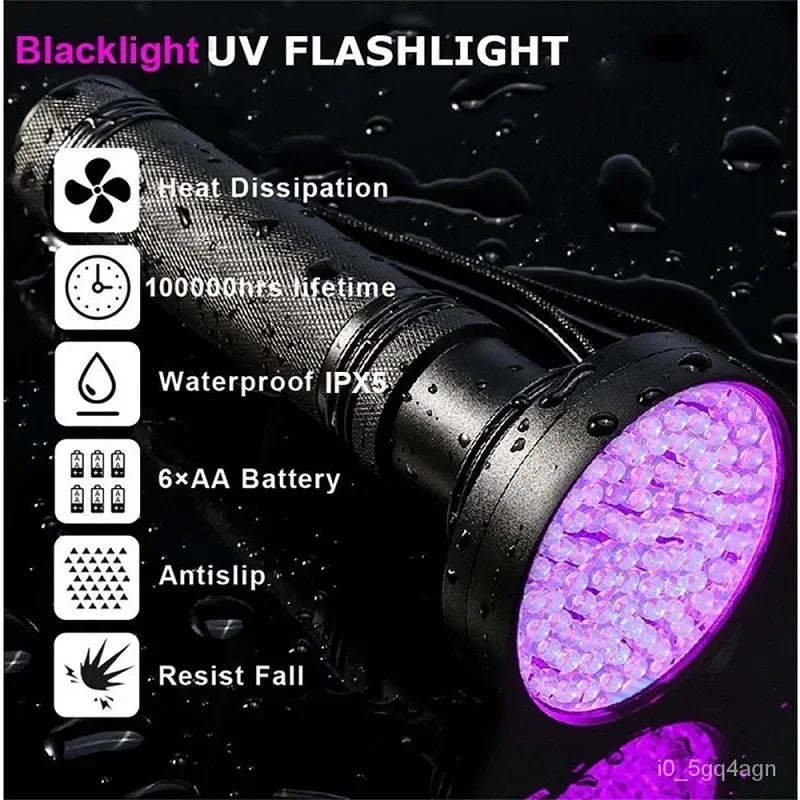 Skywolfeye 2PC Purple UV Flashlight 100 LED with Battery