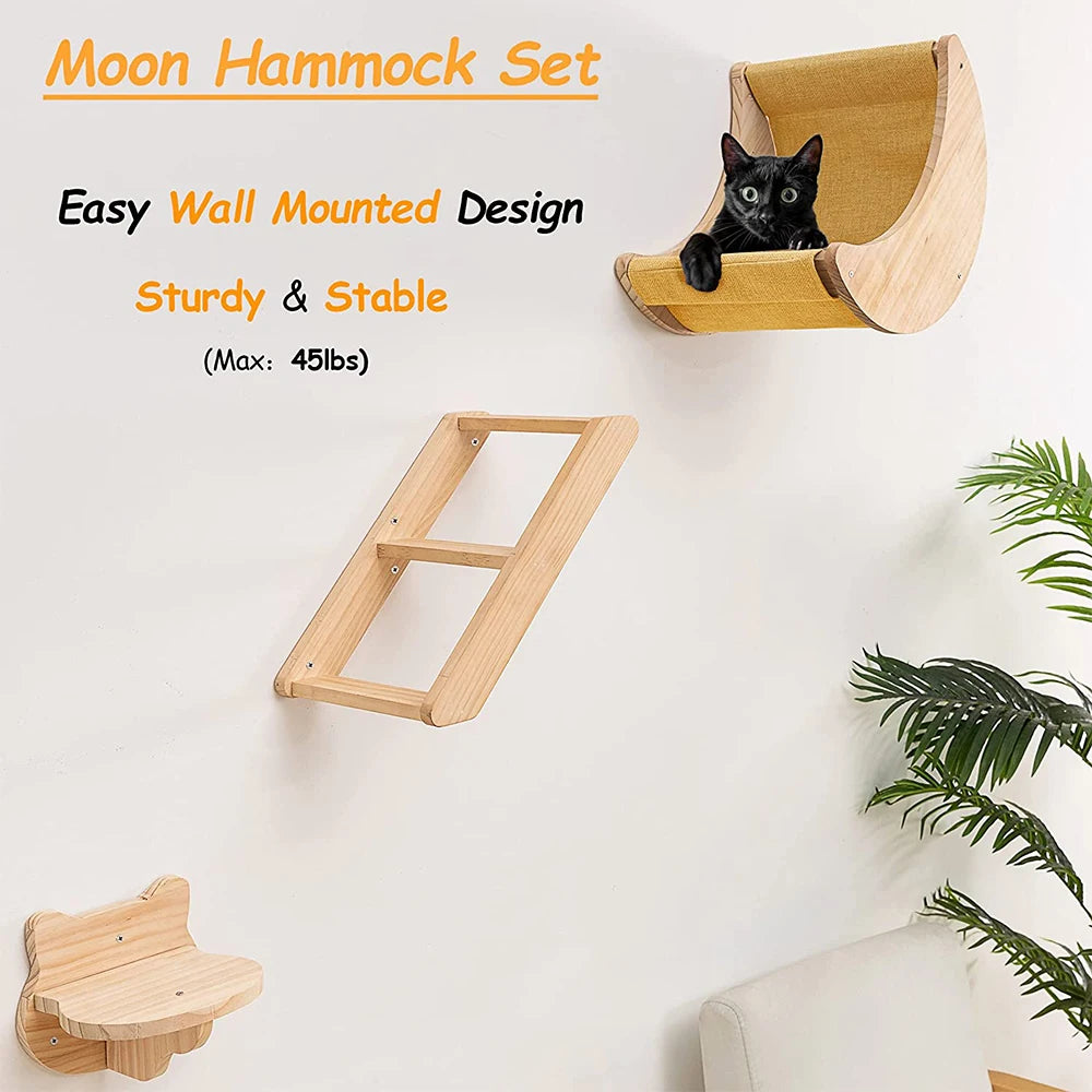 Cat Shelf Wall Hammock Climbing Shelves Moon Shaped Perches