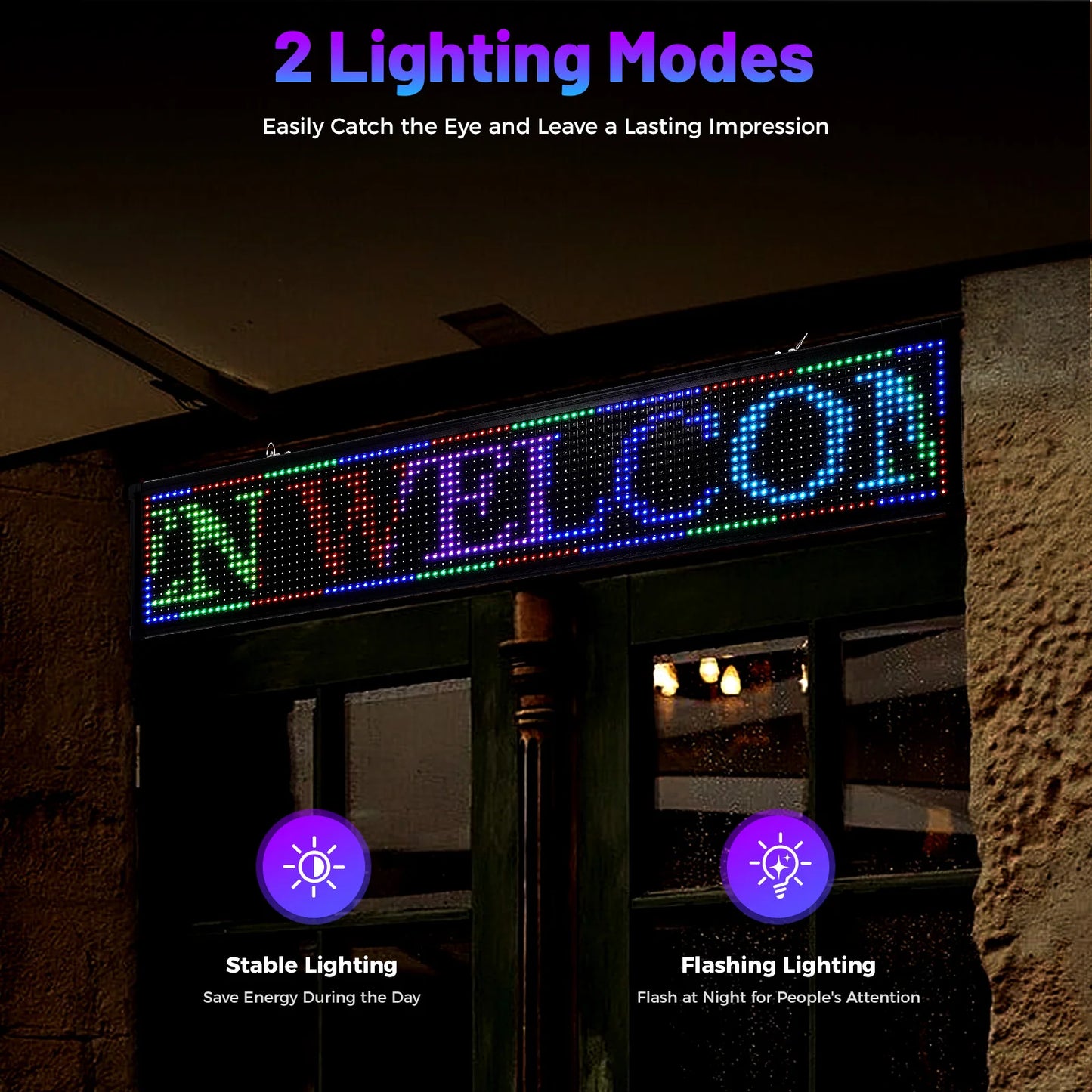 Small 40"x8"x2" LED Scrolling Sign Programble Digital Advertising Seven-color Display Board Selectable Lighting Modes Widely Use