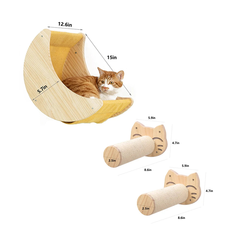 Cat Shelf Wall Hammock Climbing Shelves Moon Shaped Perches