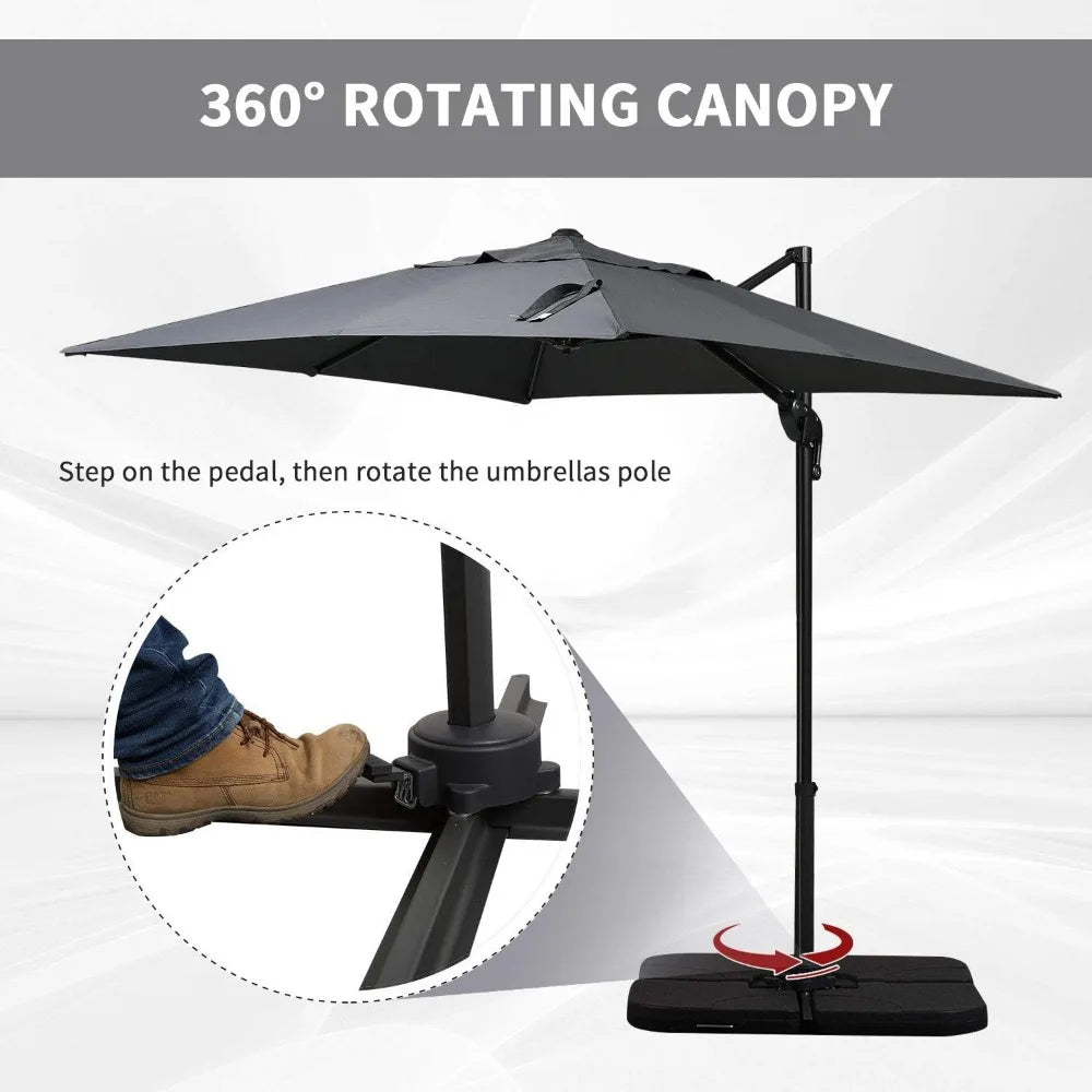 8FT Cantilever Patio Umbrella with 360 Degree Rotation