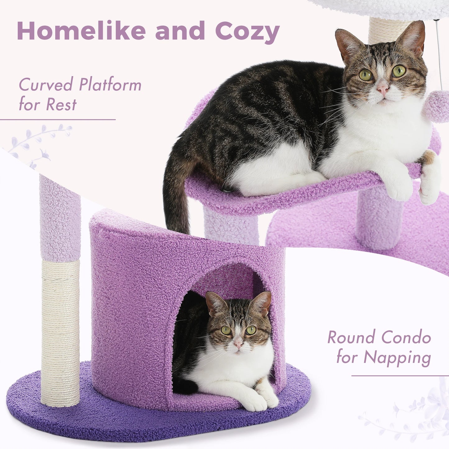 Cactus Cat Tree with Curved Perch Cozy Cat Condo Tower