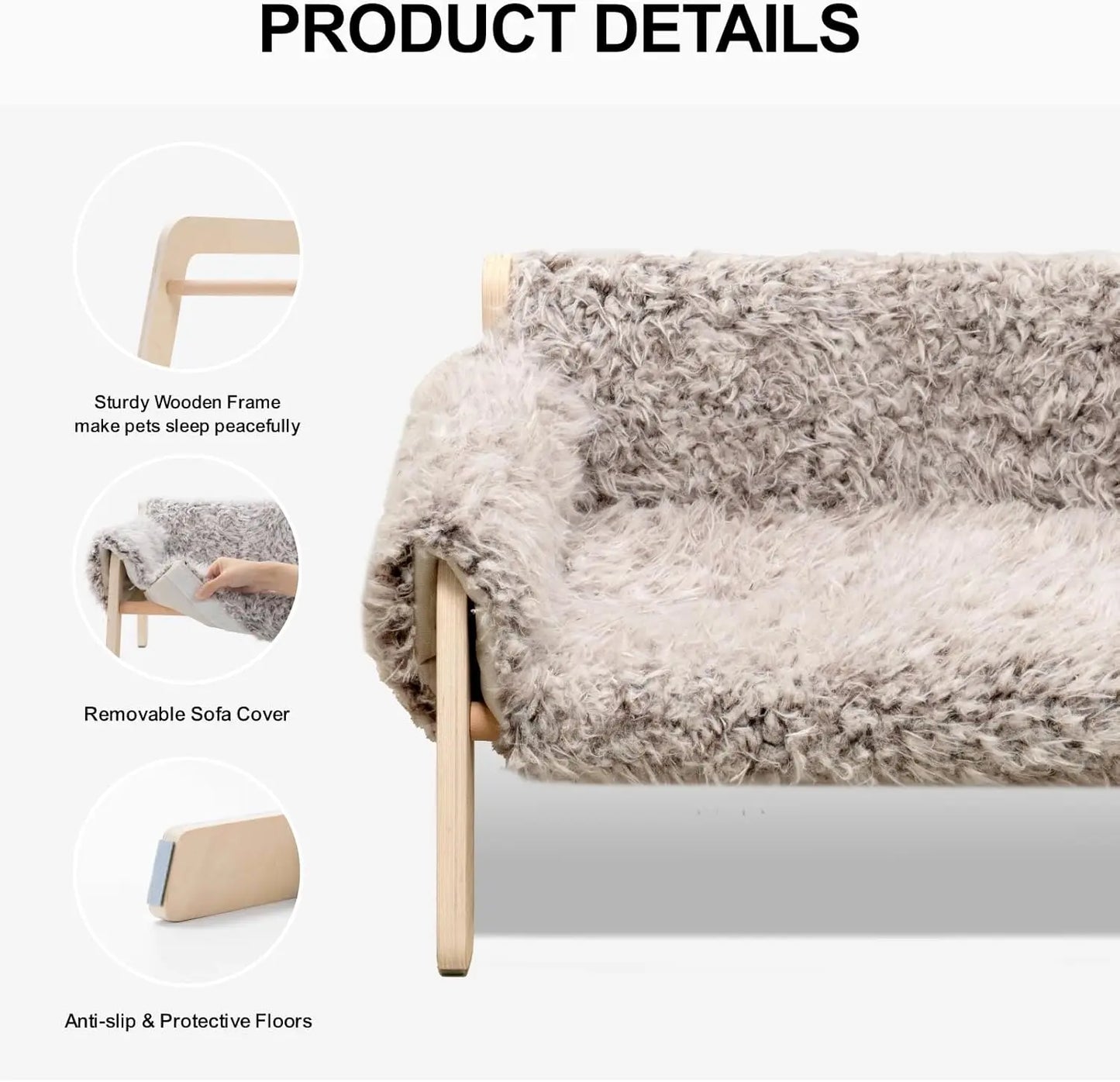 Mewoofun Large Cat Bed Brown-Grey Soft Couch 56x45cm
