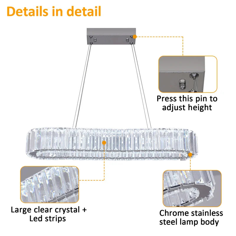 Modern Crystal Chandelier Dining Room Decor Pendant Hanging Light Fixtures For Living Room Ceiling Lamp Lustre Home Decoration