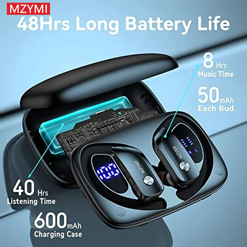 MZYMI Over-Ear Headphones Earhook T16 Bluetooth Earbuds In Ear Sports Earphones Hifi Sound Gaming Headsets LED Display For Phone