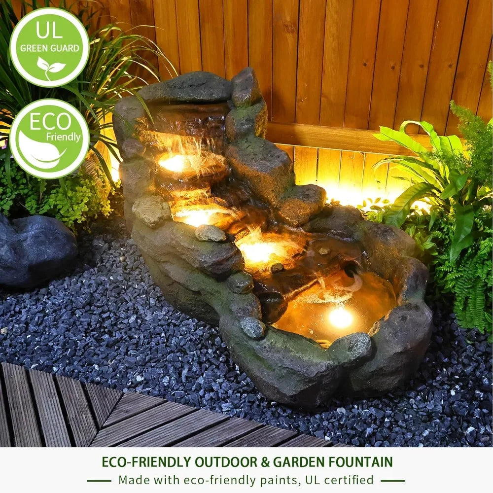 42.1 "L floor standing outdoor fountain with LED lights and pump, suitable for garden, home art decoration, outdoor fountain