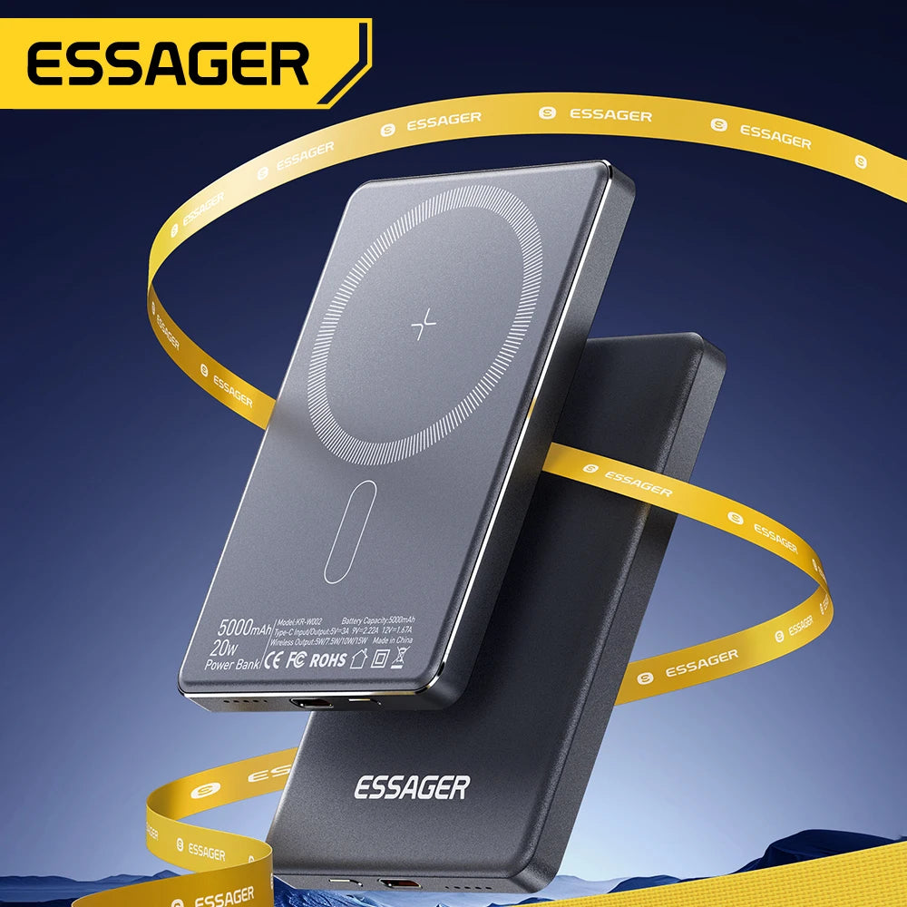 Essager Thin Wireless Power Bank Magnetic 20W 5000mAh Fast Charging