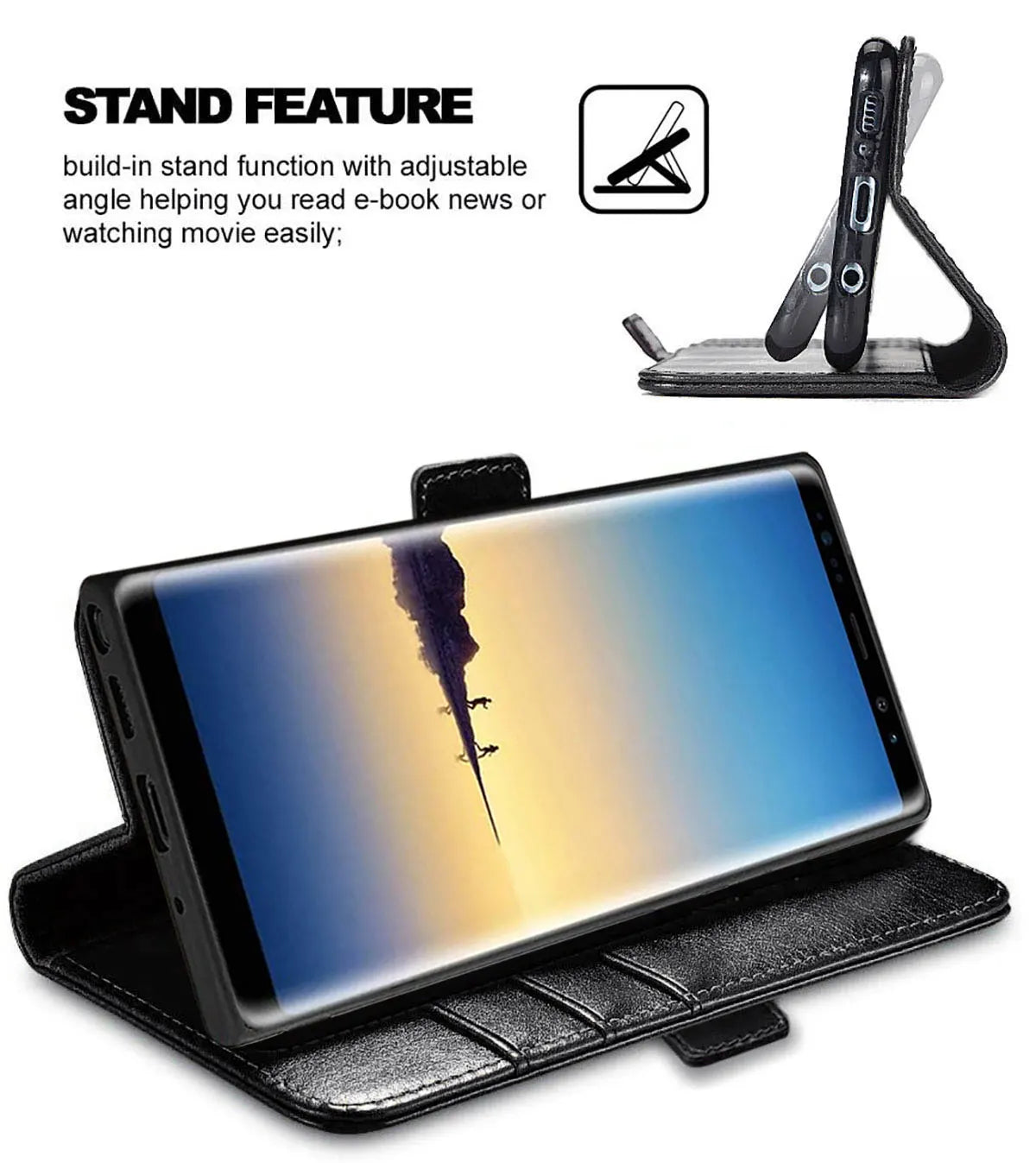 For Samsung Galaxy Note 8 Phone Leather Case Shockproof Wallet Card Slot Pouch Holder Kickstand Flip Cover