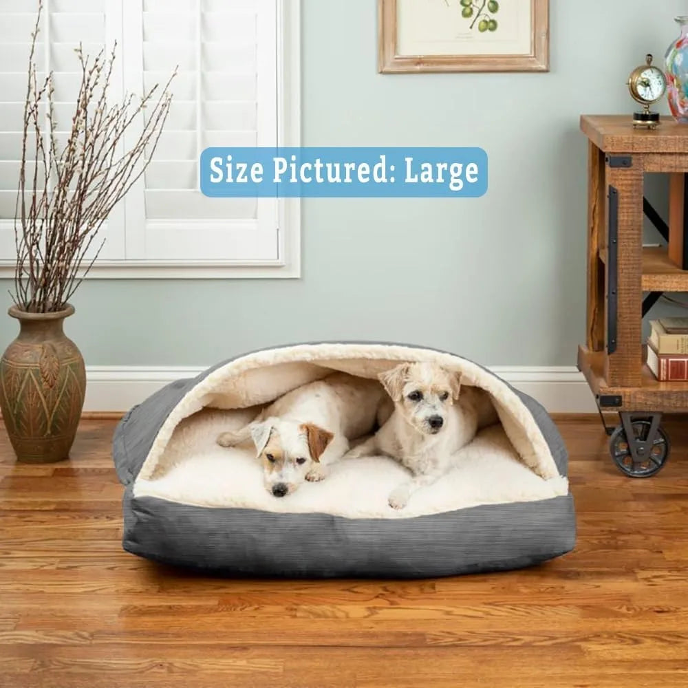 Cozy Cave Rectangle Dog Bed - Calming Burrow Bed for Dogs