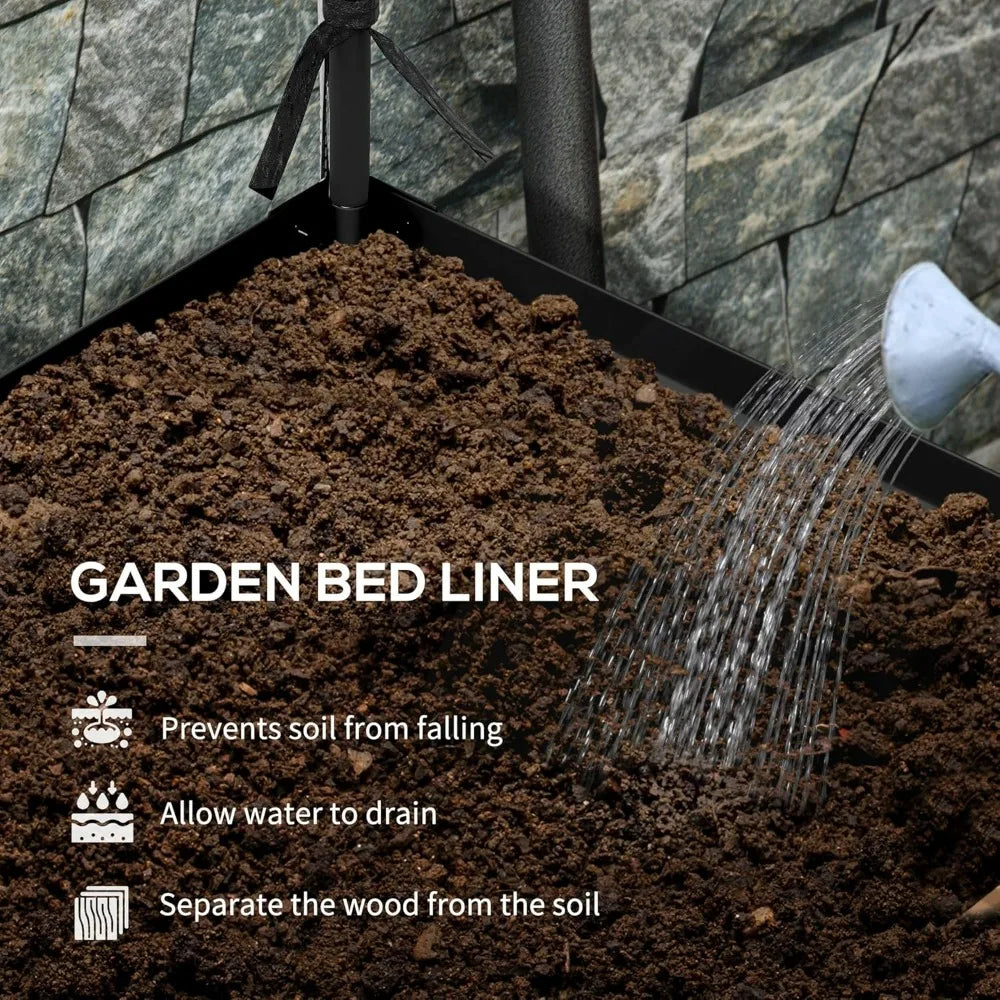 Outsunny Raised Garden Bed with Cover and Storage Shelf, Rectangular Metal Elevated Planter Box with Legs and Bed Liner