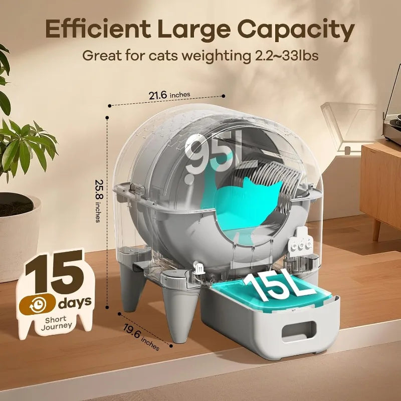 Self Cleaning Litter Box, 95L Automatic Cat Litter Box