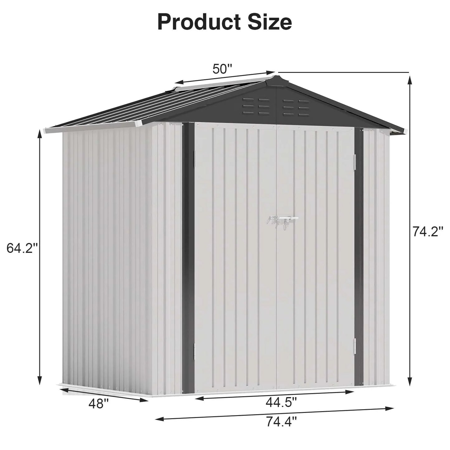 Victone 6' x 4' Metal Outdoor Storage Shed with Lock White