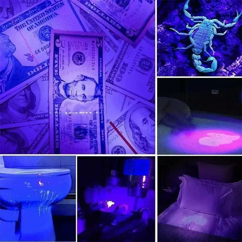 Skywolfeye 2PC Purple UV Flashlight 100 LED with Battery