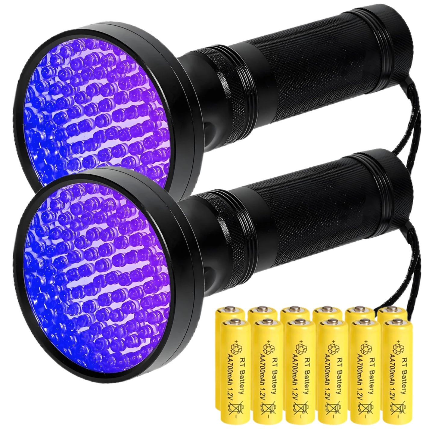 Skywolfeye 2PC Purple UV Flashlight 100 LED with Battery