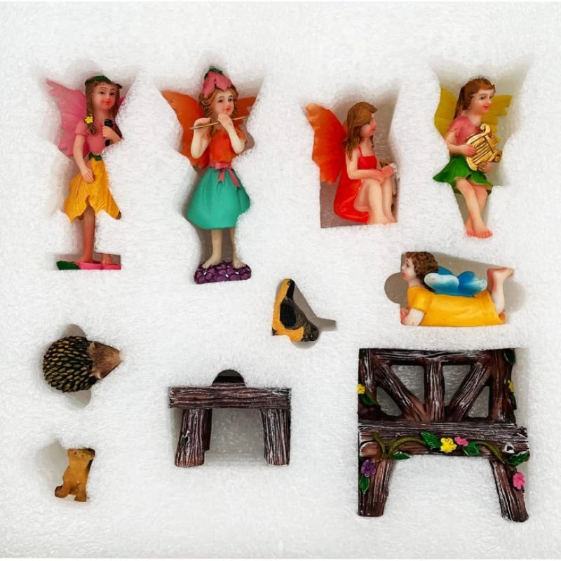 Garden Statues Fairies Set of 10 Pcs Miniature Outdoor Decor