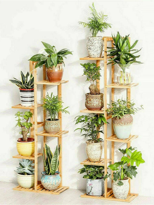 Bamboo 5 / 6 Tier Plant Stand Rack Multiple Flower Pot Holder