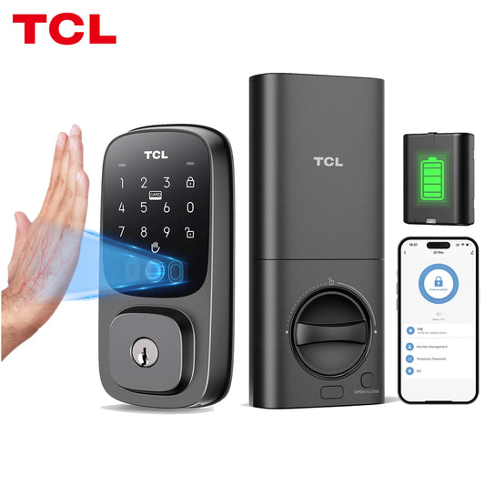TCL Smart Lock D1 Pro Palm Vein Lock Keyless Entry Door Lock Upgraded Rechargeable Battery Front Door Smart Lock Work with Alexa