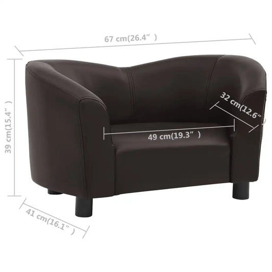 Dog Sofa Foam Filling Pet Relaxing Sofa for Home Use Brown