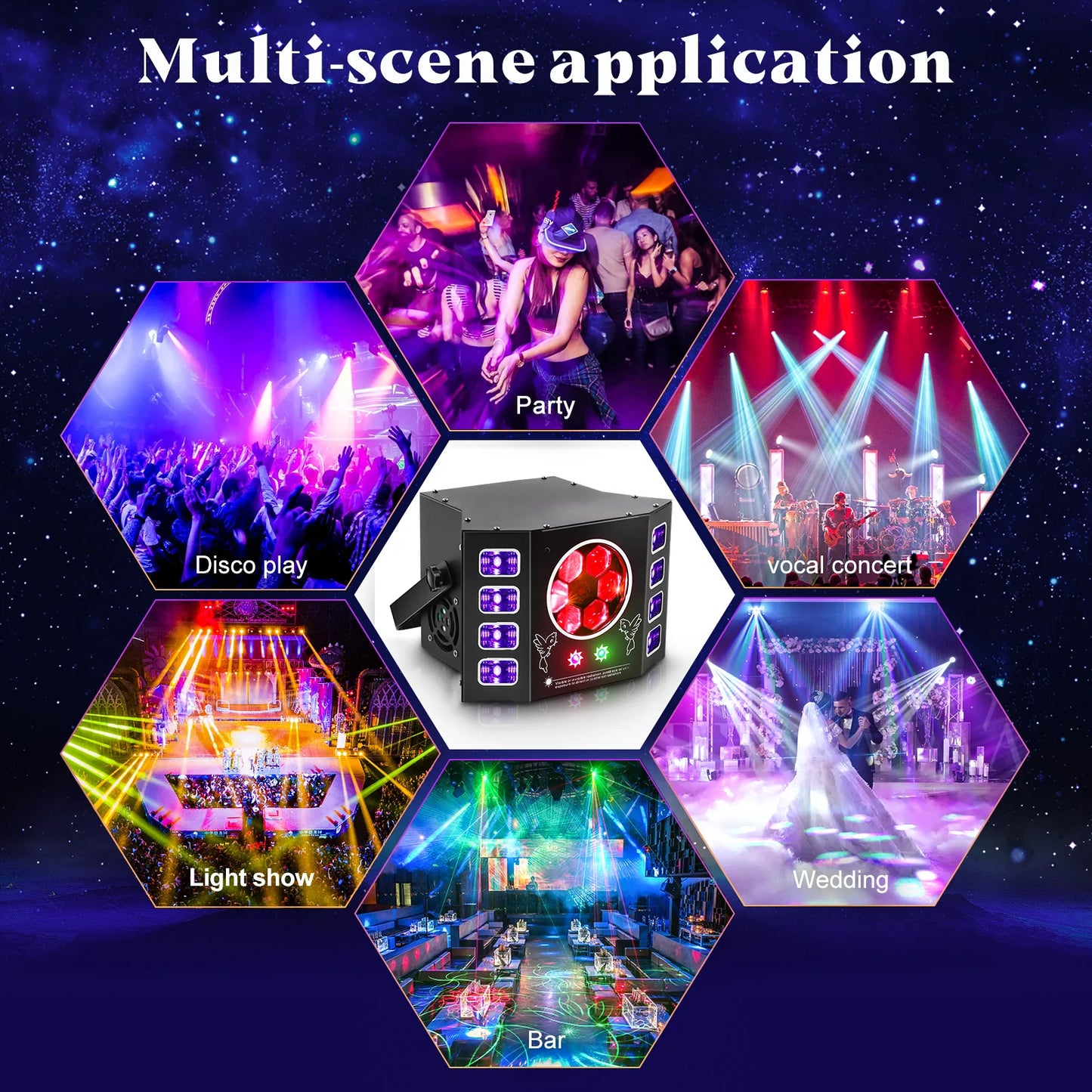 U'King Dj Lights With Remote Control 100W Bee Eye Light UV Strobe Stage Light DMX512 Sound Activated Rave Light For Disco Party