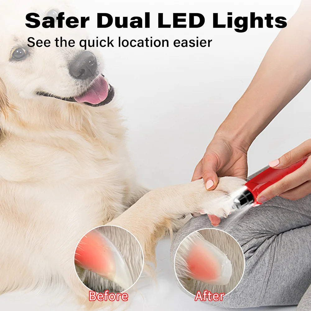 Dog Nail Grinder Dustproof with 2 LED Light Super Quiet 6-Speed Trimmer for Dogs