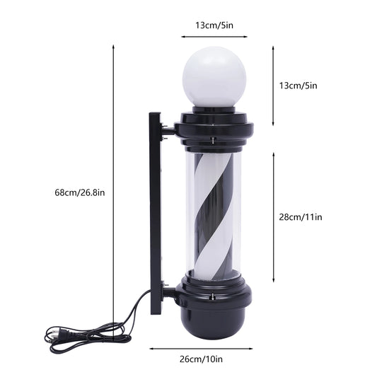Barbershop Rotating Pole Led Light Hair Salon Stripes With Hanging Bracket Outdoor Sign Light Rainproof Waterproof Save Energy