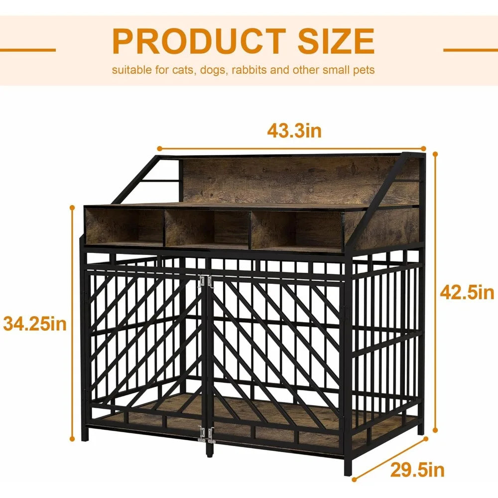 43.3 Inch Dog Furniture Crate with Drawers for Large Dogs
