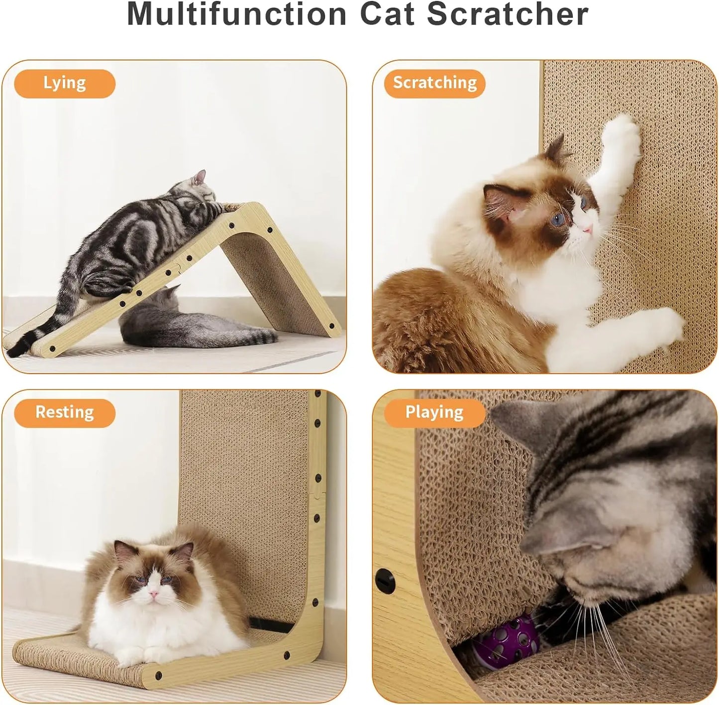 L Shape Cat Scratcher, 23.6 Inch Cat Scratch Pad Indoor