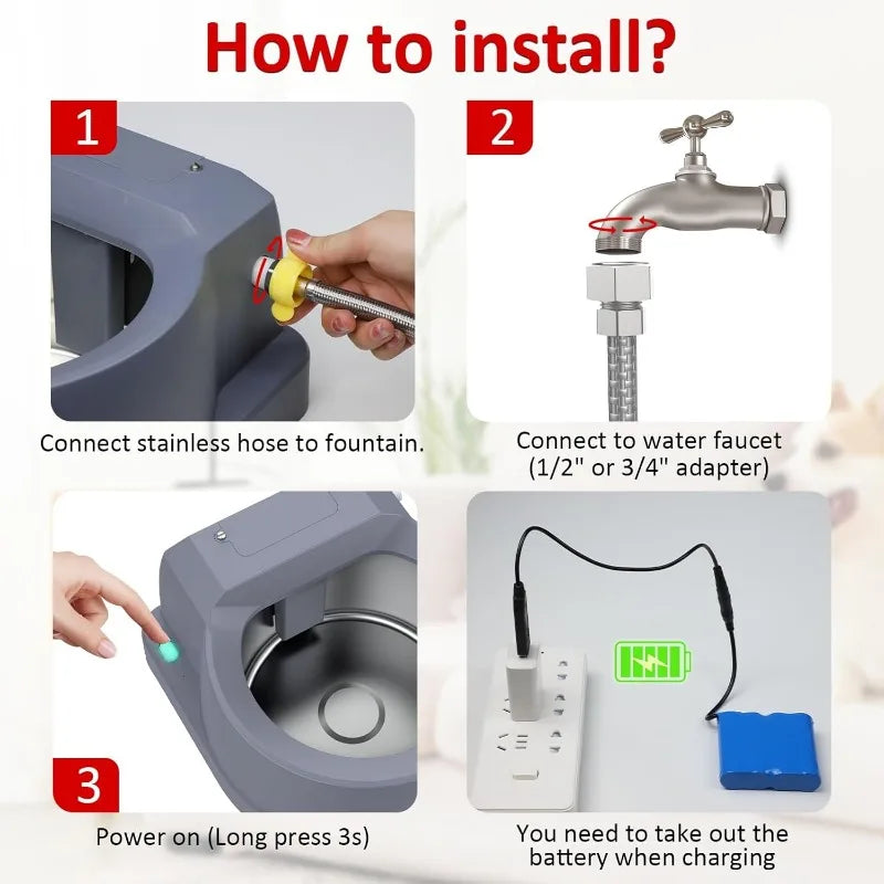 Dog Water Fountain Auto Filling Dog Water Dispenser 3.9L Bowl