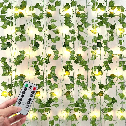 84Ft 12 Pack Artificial Ivy Garland Fake Plants Ivy Vines Leaves with CE Certified 80 LED String Lights Hanging Ivy Lights for